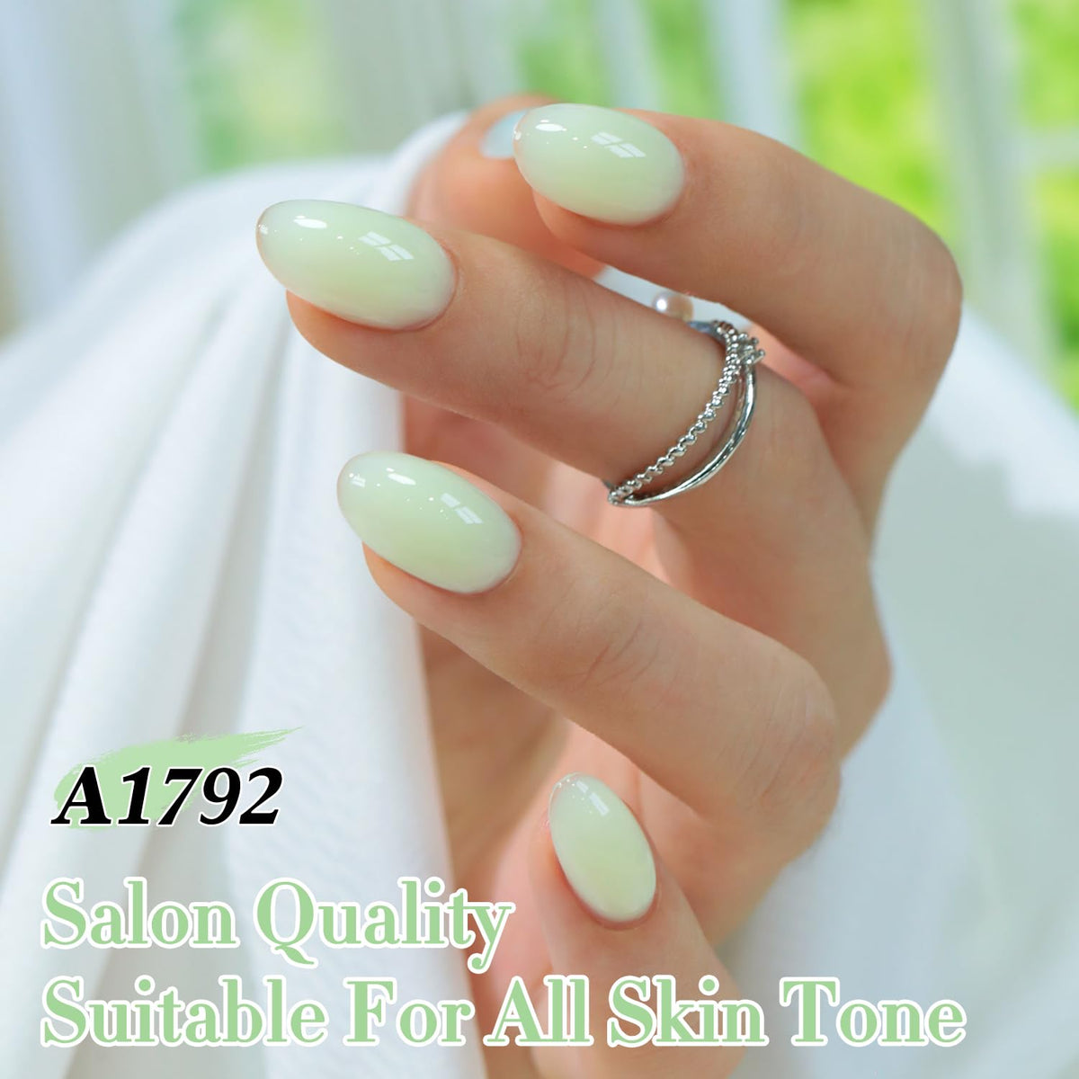 Double Rhythm Jelly Gel Polish 15ml Milky Green texture close-up