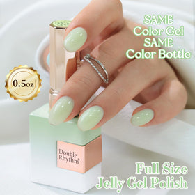 Double Rhythm Jelly Gel Polish 15ml Milky Green with base and top coat