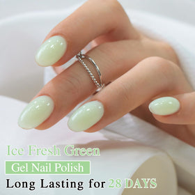 Double Rhythm Jelly Gel Polish 15ml Milky Green with UV lamp