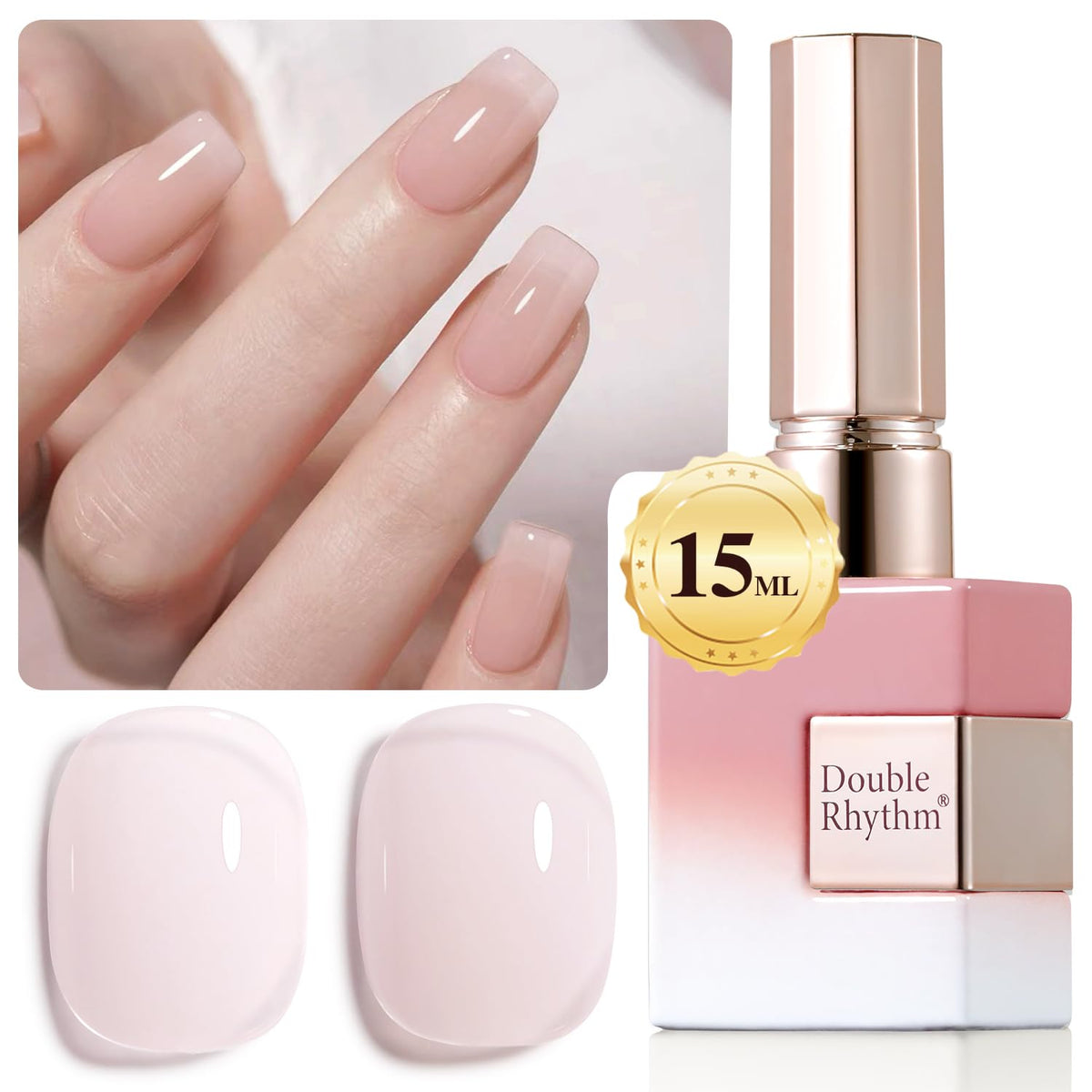 Double Rhythm Jelly Gel Polish 15ml Milky Pink front view