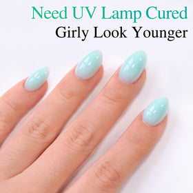Double Rhythm Jelly Gel Polish 15ml Milky Teal-A1791 bottle in hand