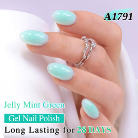 Double Rhythm Jelly Gel Polish 15ml Milky Teal-A1791 bottle with brush