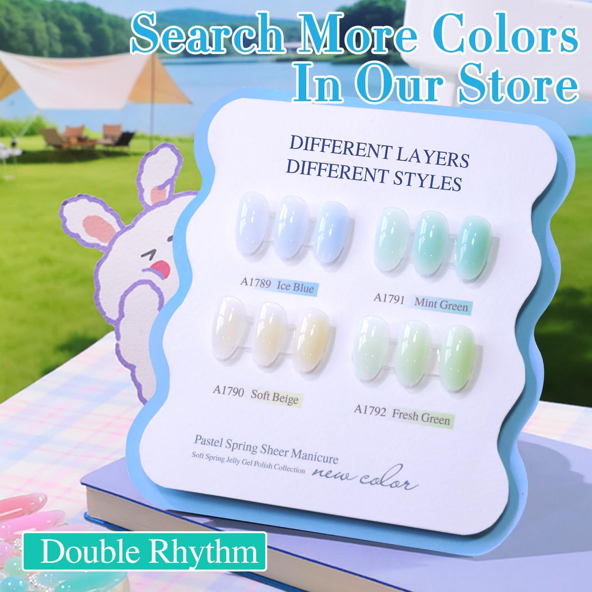 Double Rhythm Jelly Gel Polish 15ml Milky Teal-A1791 close-up