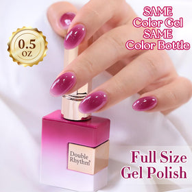 Double Rhythm Jelly Gel Polish 15ml Rose Purple with base and top coat