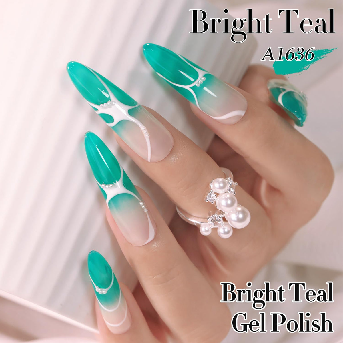 Double Rhythm Jelly Gel Polish 15ml Teal-A1636 bottle side view