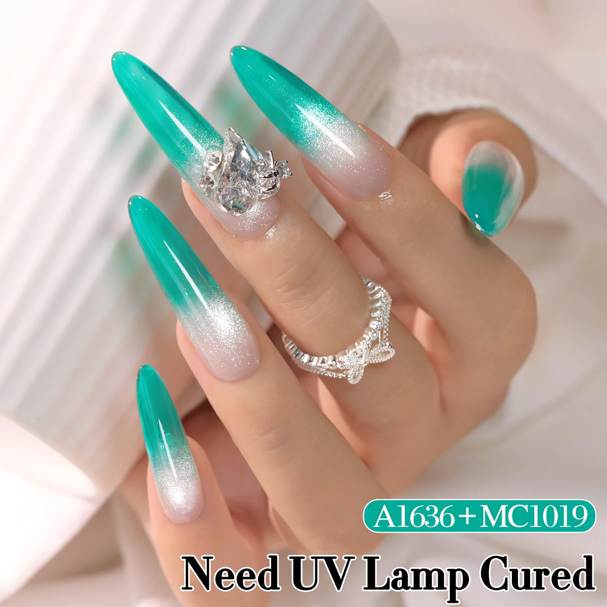 Double Rhythm Jelly Gel Polish 15ml Teal-A1636 in lifestyle setting