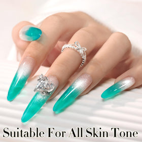 Double Rhythm Jelly Gel Polish 15ml Teal-A1636 with base and top coat