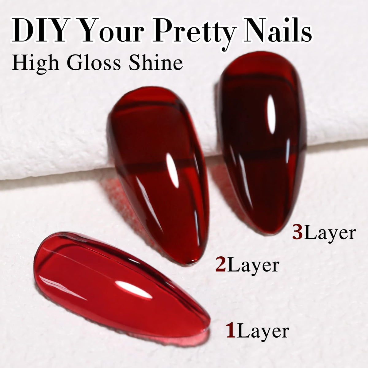 Double Rhythm Jelly Gel Polish Burgundy on a nail art display