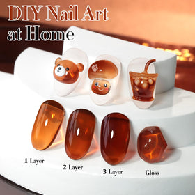 Double Rhythm Jelly Gel Polish Dark Brown application on nails