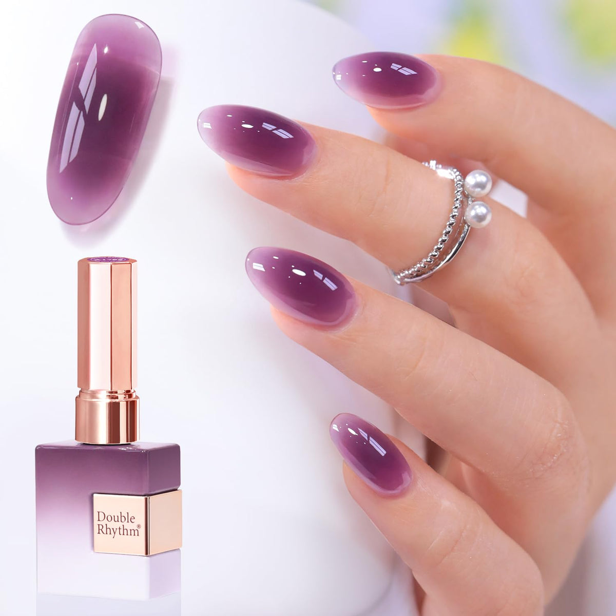 Double Rhythm Jelly Gel Polish Dark Purple A1796 front view