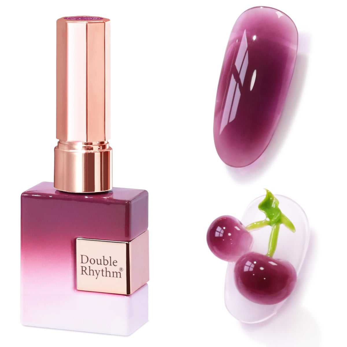 Double Rhythm Jelly Gel Polish Dark Purple Rose 15ml front view