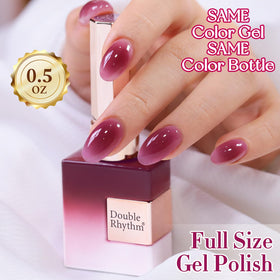 Double Rhythm Jelly Gel Polish in Dark Purple Rose with UV lamp