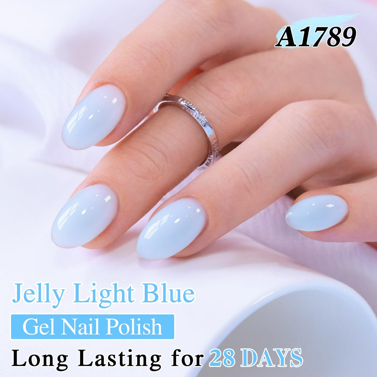 Double Rhythm Jelly Gel Polish Milky Blue bottle with cap