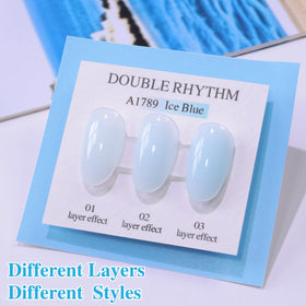 Double Rhythm Jelly Gel Polish Milky Blue with UV lamp