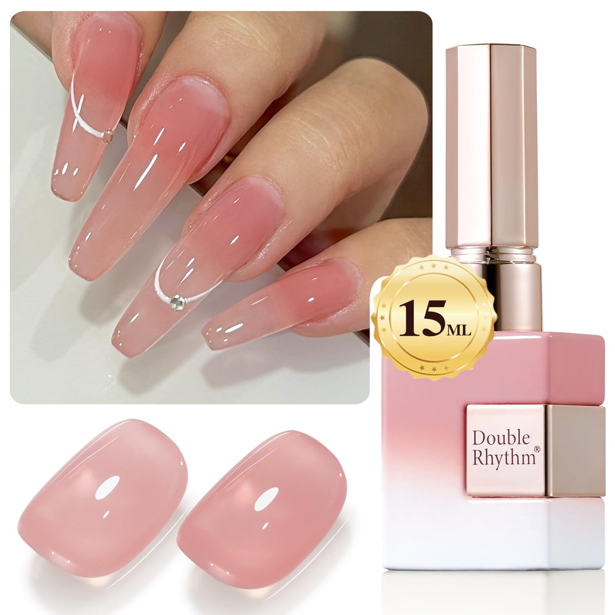 Double Rhythm Jelly Nail Polish 15ml in Nude Milky Pink front view