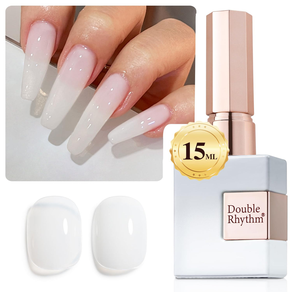 Double Rhythm Jelly Nail Polish 15ml Milky White front view