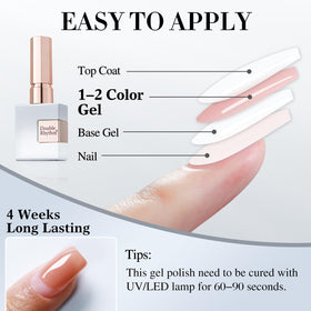 Double Rhythm Jelly Nail Polish 15ml Milky White with base and top coat