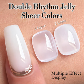 Double Rhythm Jelly Nail Polish 15ml Milky White with UV lamp