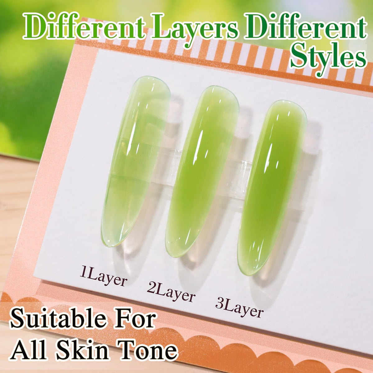 Double Rhythm Jelly Nail Polish 15ML sheer green applied on nails