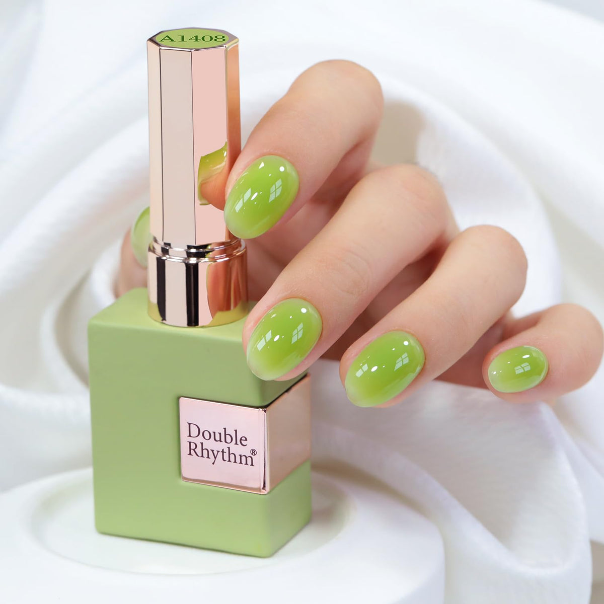 Double Rhythm Jelly Nail Polish 15ML sheer green front view