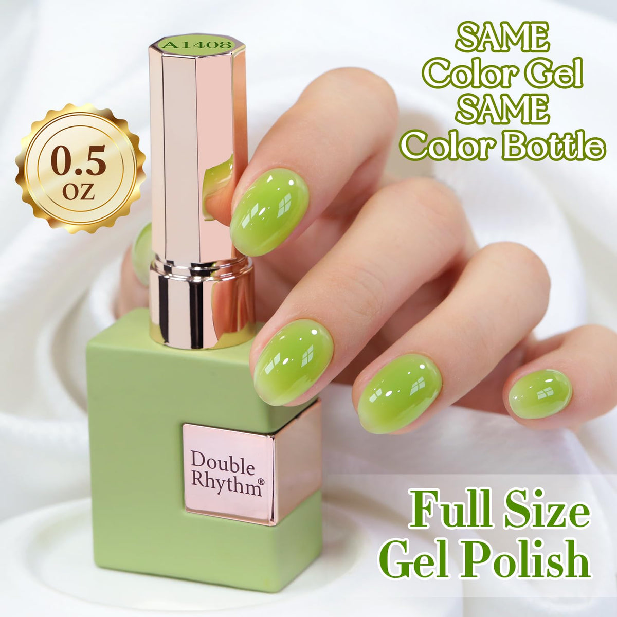 Double Rhythm Jelly Nail Polish 15ML sheer green with base and top coat