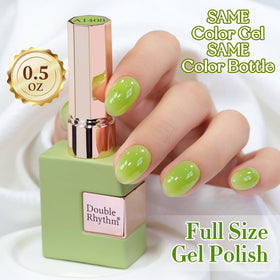Double Rhythm Jelly Nail Polish 15ML sheer green with base and top coat
