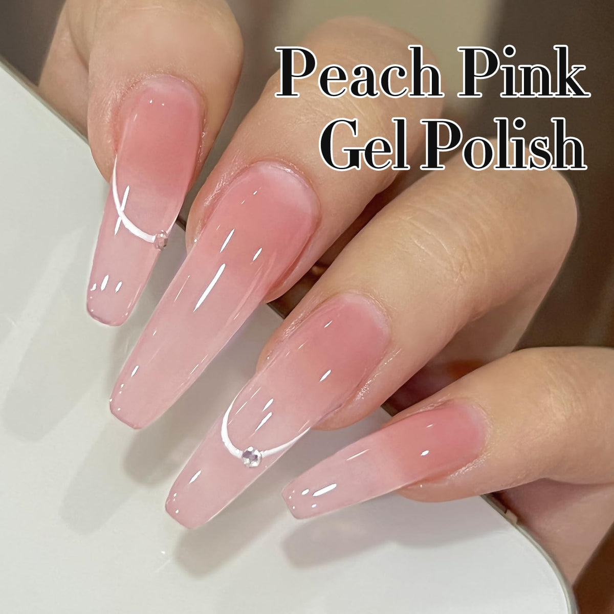 Double Rhythm Jelly Rose Pink Gel Polish 15ml applied on nails