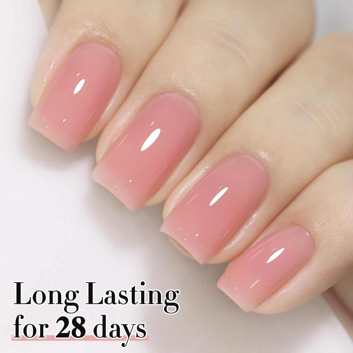 Double Rhythm Jelly Rose Pink Gel Polish 15ml in a nail art setup