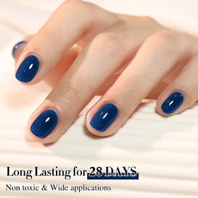 Double Rhythm Navy Blue Gel Polish 15ml applied on nails