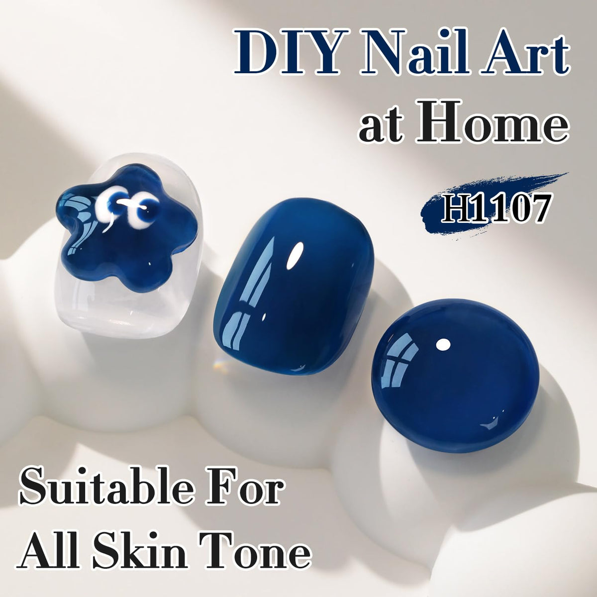 Double Rhythm Navy Blue Gel Polish 15ml bottle with gold handle