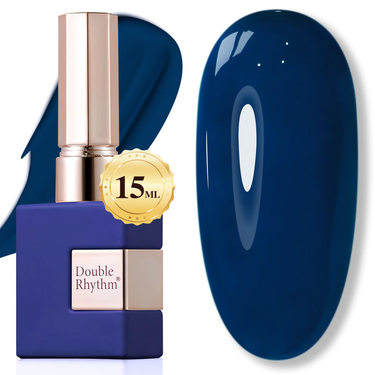 Double Rhythm Navy Blue Gel Polish 15ml front view