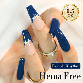 Double Rhythm Navy Blue Gel Polish 15ml with applicator brush