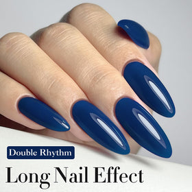 Double Rhythm Navy Blue Gel Polish applied on nails