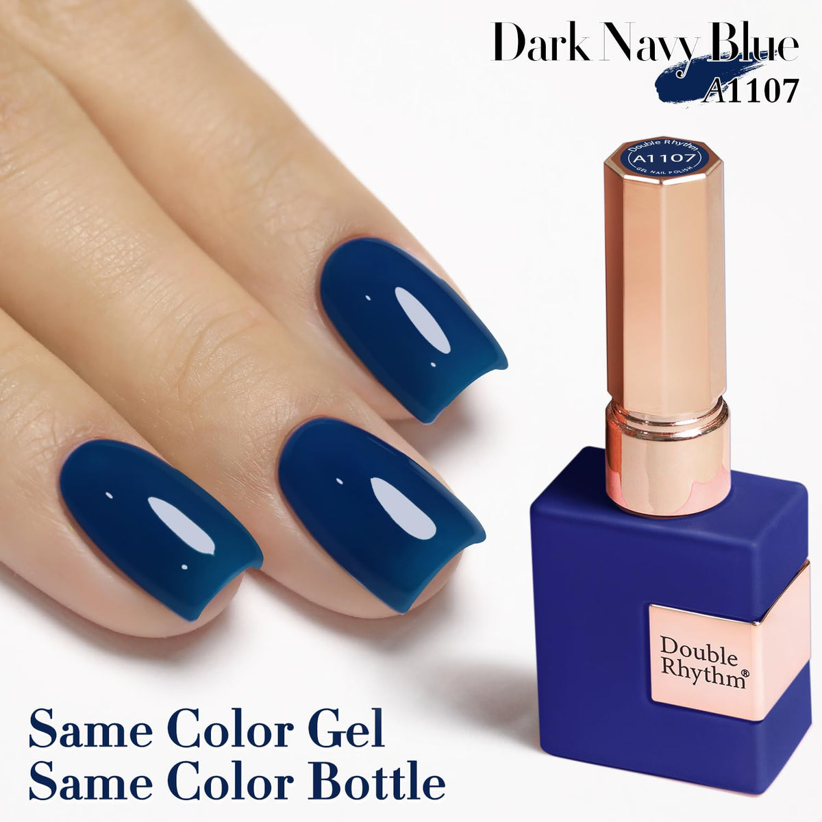 Double Rhythm Navy Blue Gel Polish with base and top coat