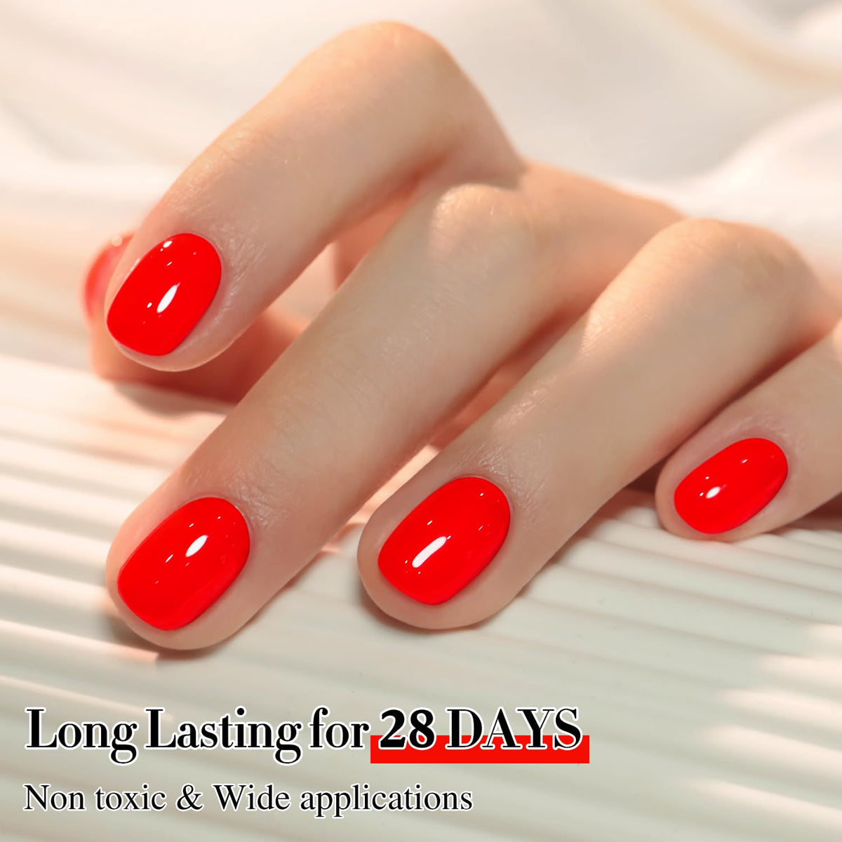 Double Rhythm Neon Red Gel Polish alongside nail art tools