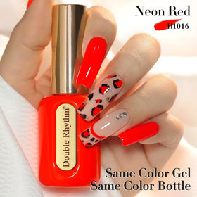 Double Rhythm Neon Red Gel Polish application process