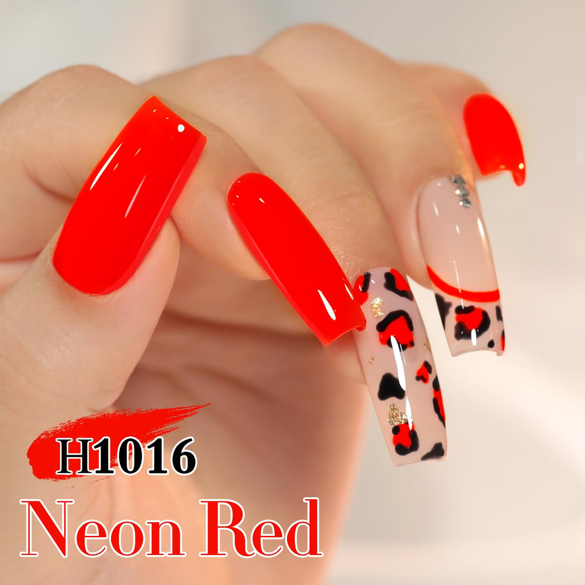 Double Rhythm Neon Red Gel Polish texture close-up