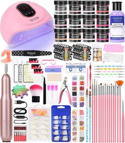 DouborQ Acrylic Nail Art Kit complete set with UV lamp and drill