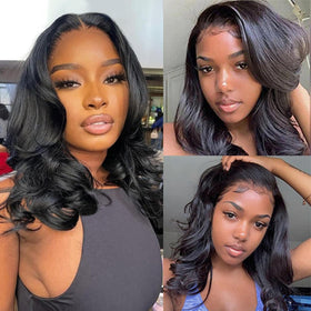 Douyin 16 Inch Body Wave HD Lace Front Wig front view