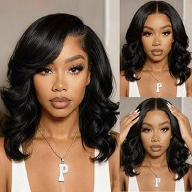Douyin 16 Inch Body Wave Wig side view highlighting lace detail