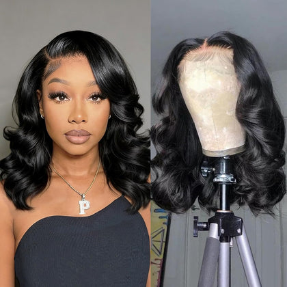 Douyin Bob Wig Human Hair front view with body wave style