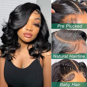Douyin Bob Wig Human Hair side view showcasing natural hairline