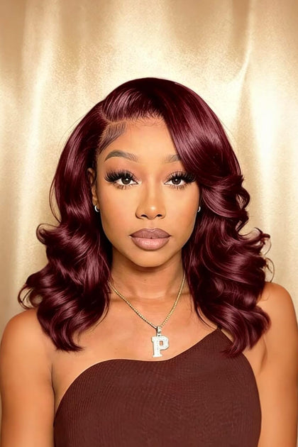 Douyin Burgundy 13x4 Lace Front Bob Wig front view