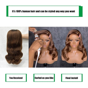 Douyin Chocolate Brown Bob Wig packaging with wig cap included