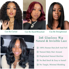 Douyin Glueless Bob Wig on model demonstrating fit