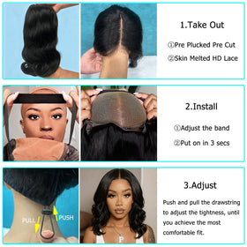 Douyin Glueless Bob Wig side view with natural hairline