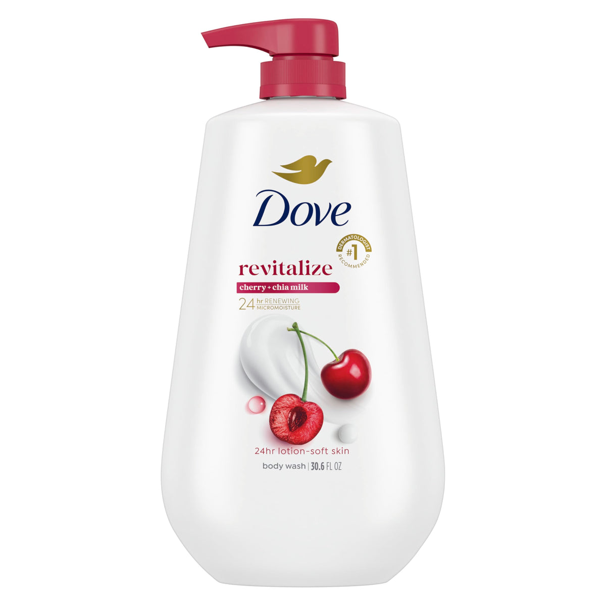 Dove 24hr Lotion Body Wash Cherry & Chia Milk 30.6 oz front view