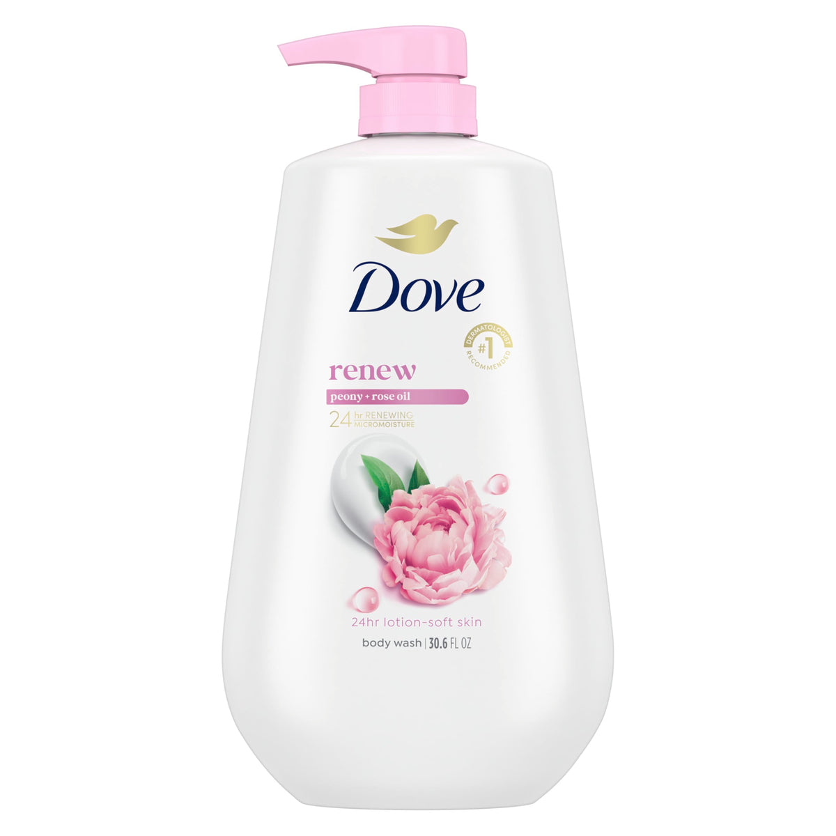 Dove 24hr Lotion Body Wash Renew Peony & Rose Oil front view