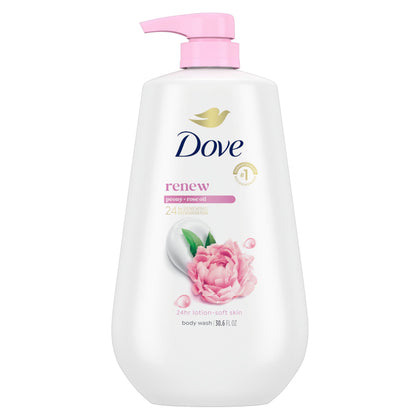 Dove 24hr Lotion Body Wash Renew Peony & Rose Oil front view