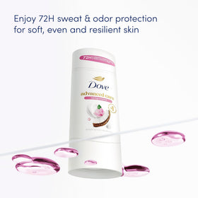 Dove Advanced Care Antiperspirant Deodorant Caring Coconut application on skin